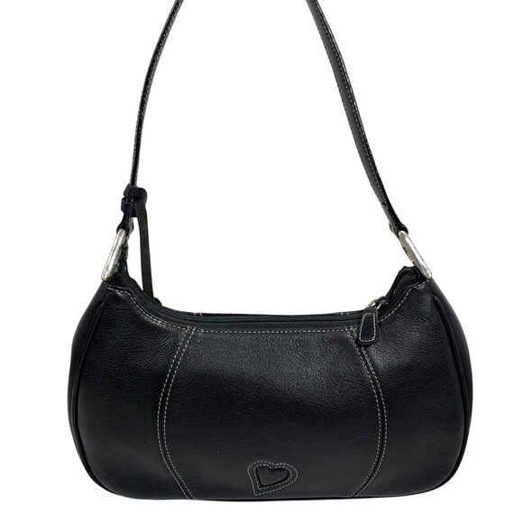 BRIGHTON Hilda Moon Purse Black Croc Embossed Pebbled Leather Demi Shoulder Bag - Picture 3 of 16